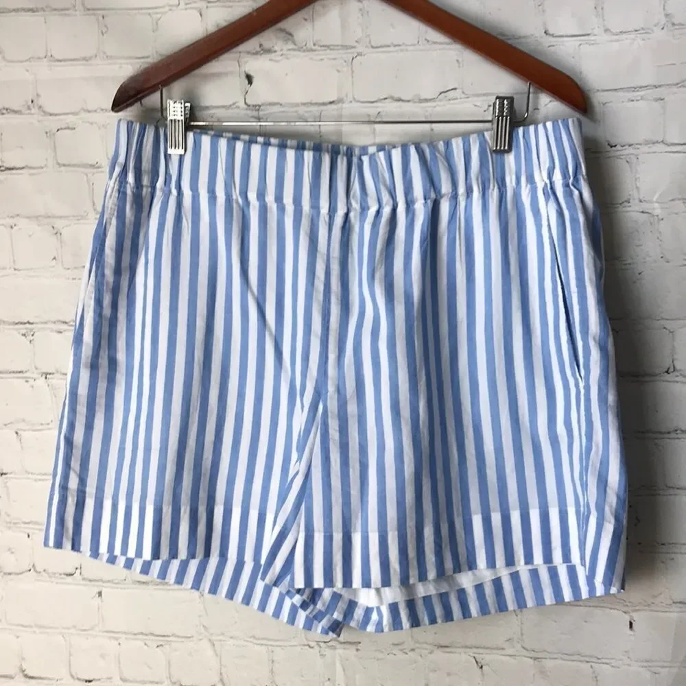 On 34th Blue and White Striped Women's Shorts L